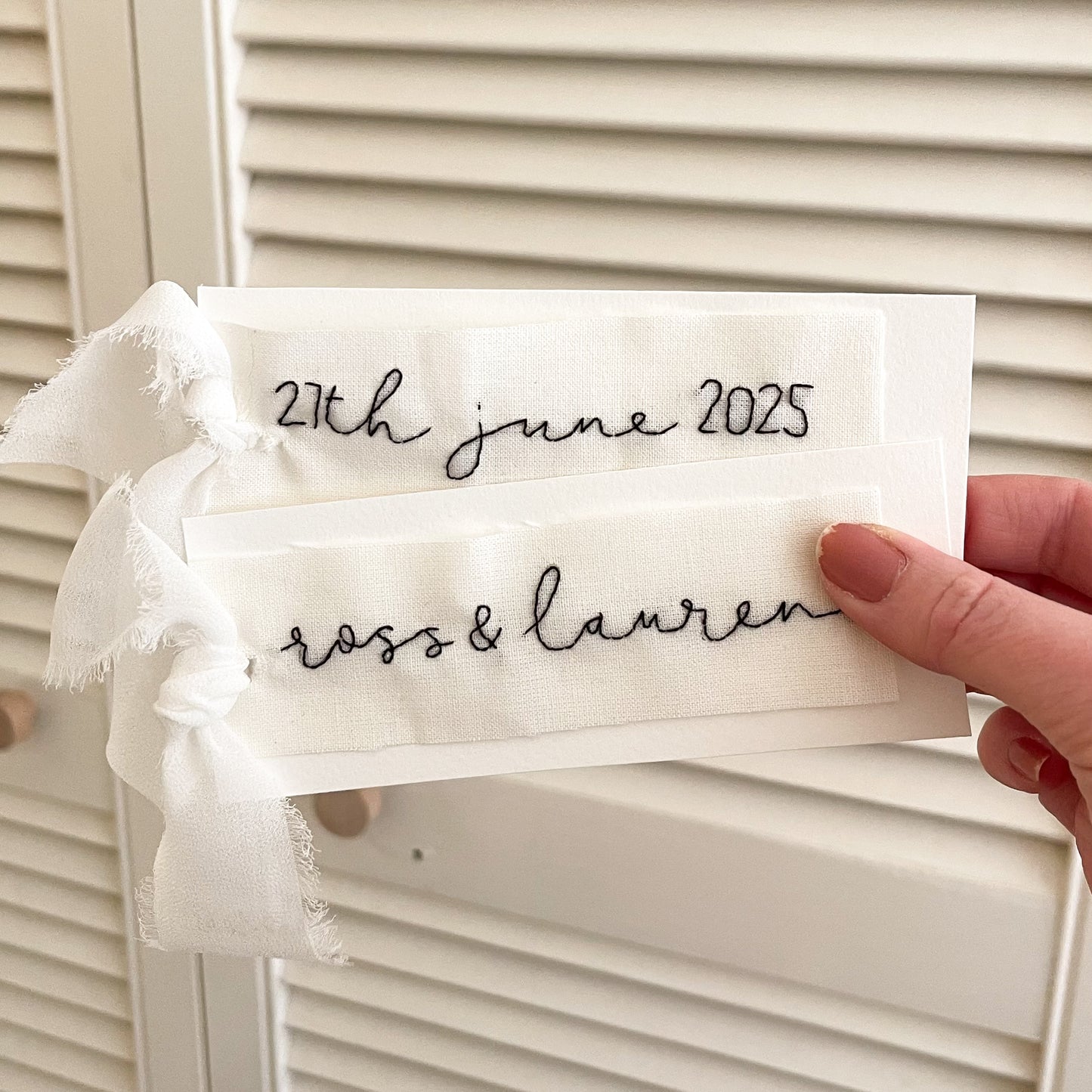 Personalised Embroidered Wedding Place Names