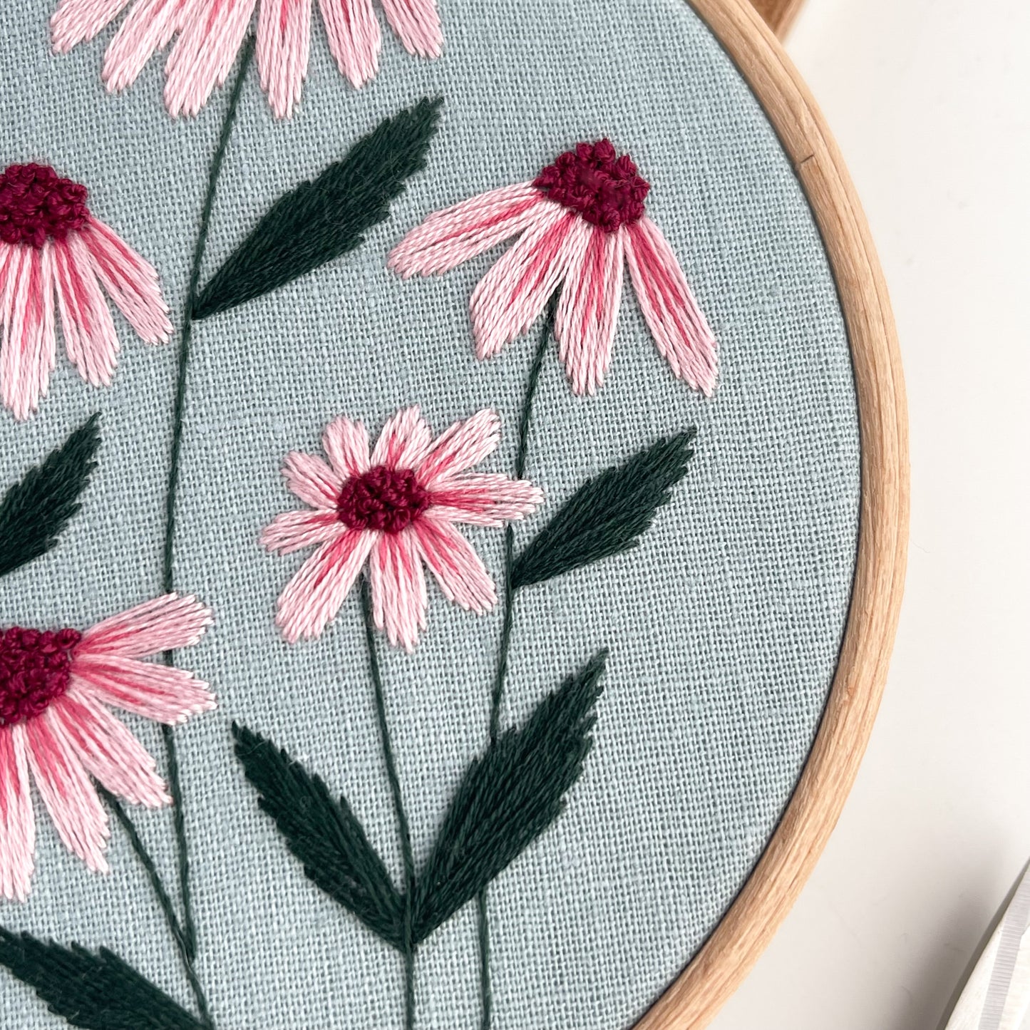 Blue Flowers Hand Embroidery Hoop