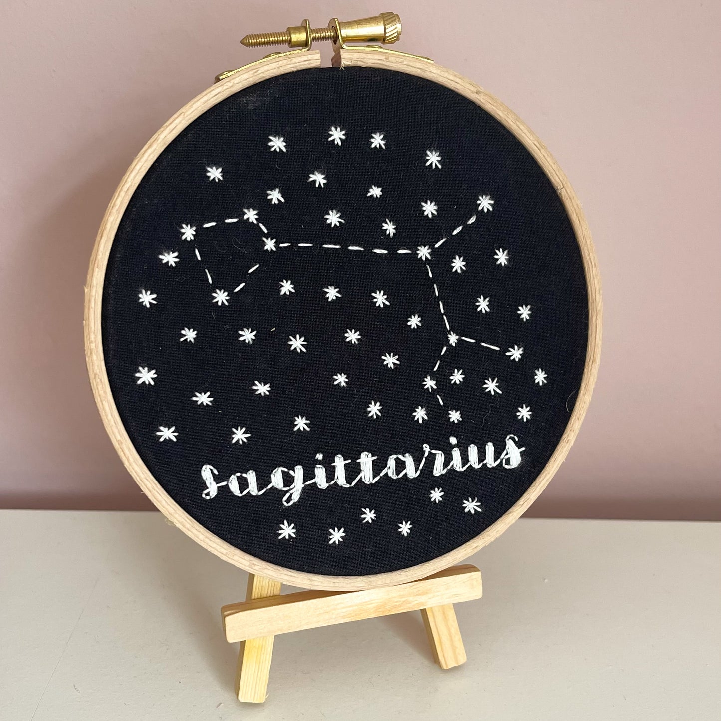 Star Sign Hand Embroidery Hoop