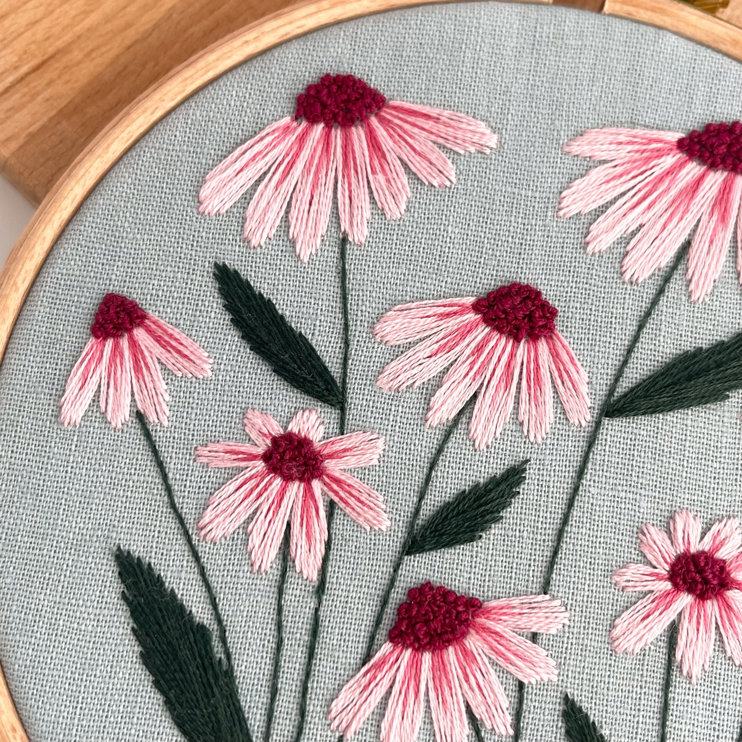 Blue Flowers Hand Embroidery Hoop