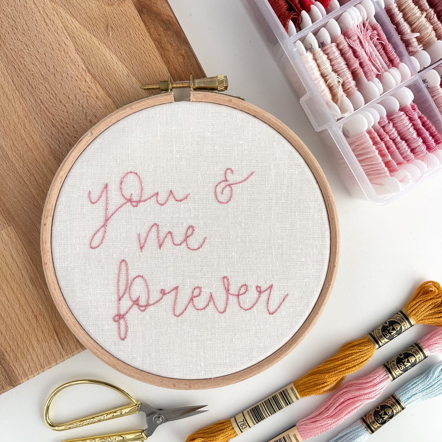 You & Me Forever Embroidery Quote Hoop