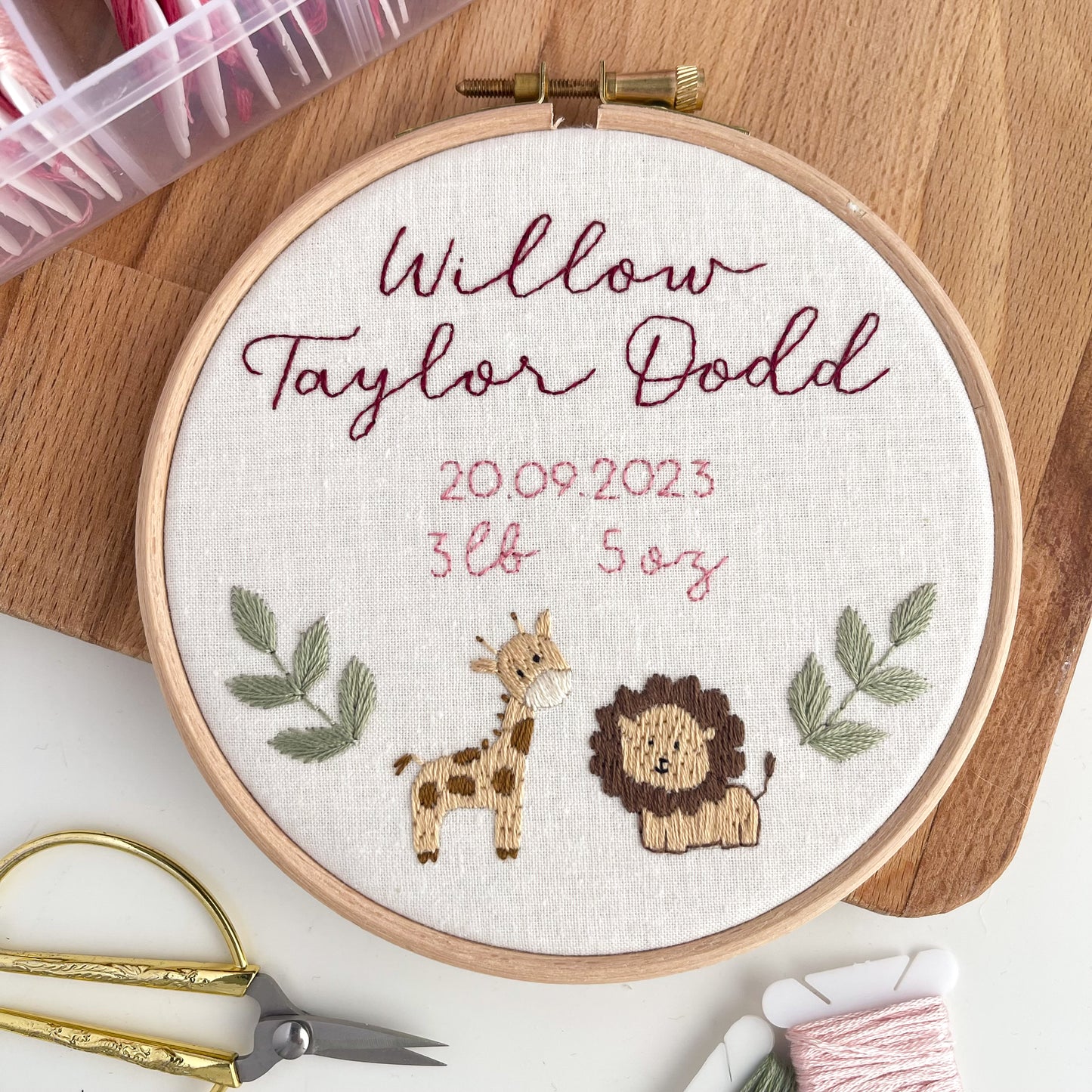 Baby Personalised Embroidery Hoop