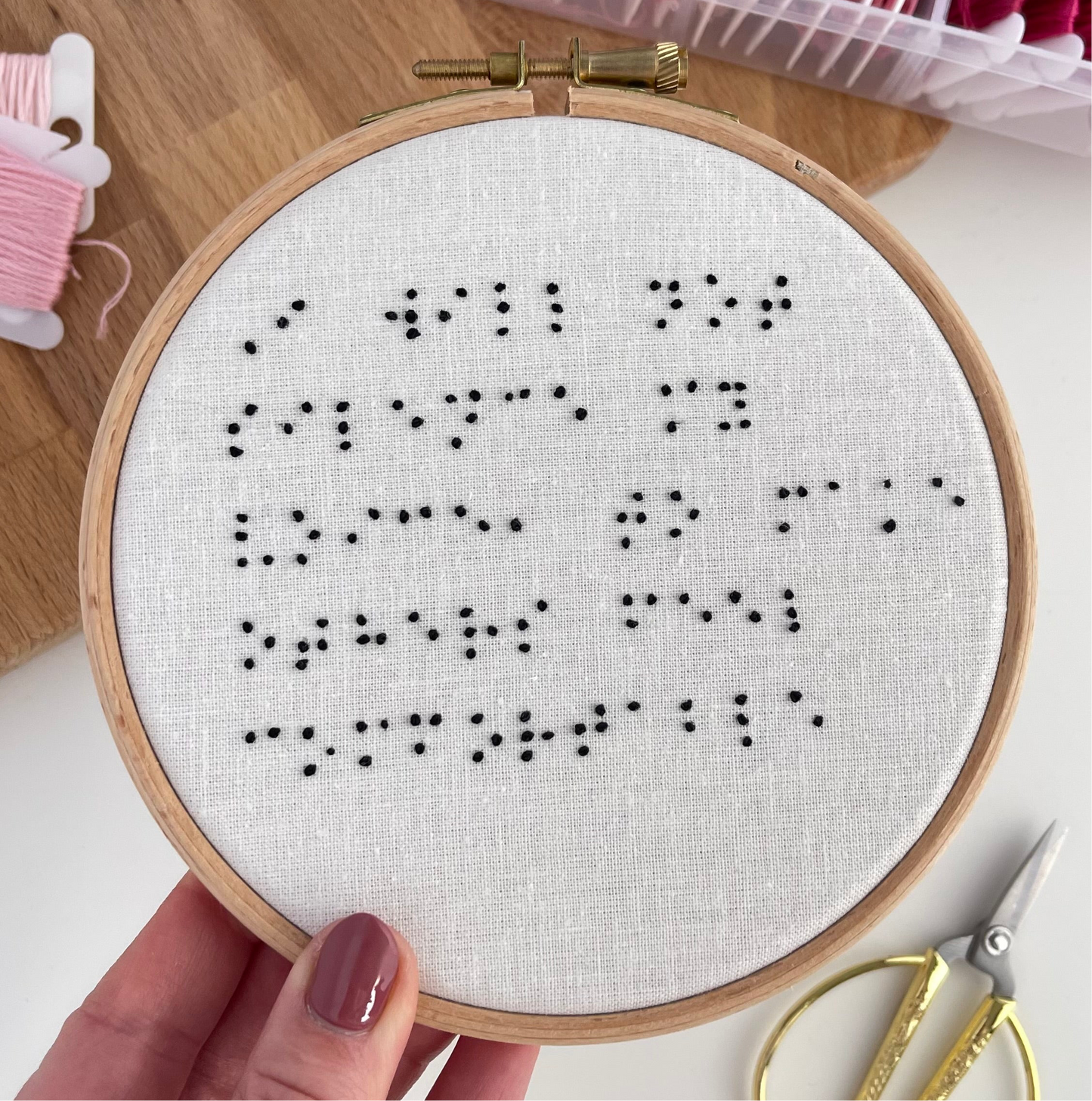 Braille Personalised Embroidery Hoop