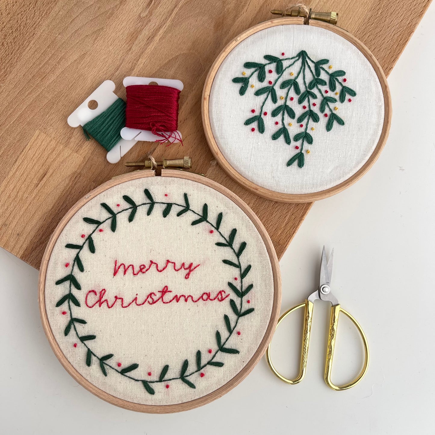 Merry Christmas Hand Embroidery Hoop
