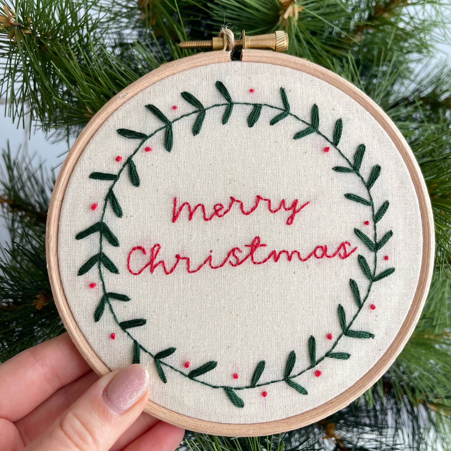 Merry Christmas Hand Embroidery Hoop