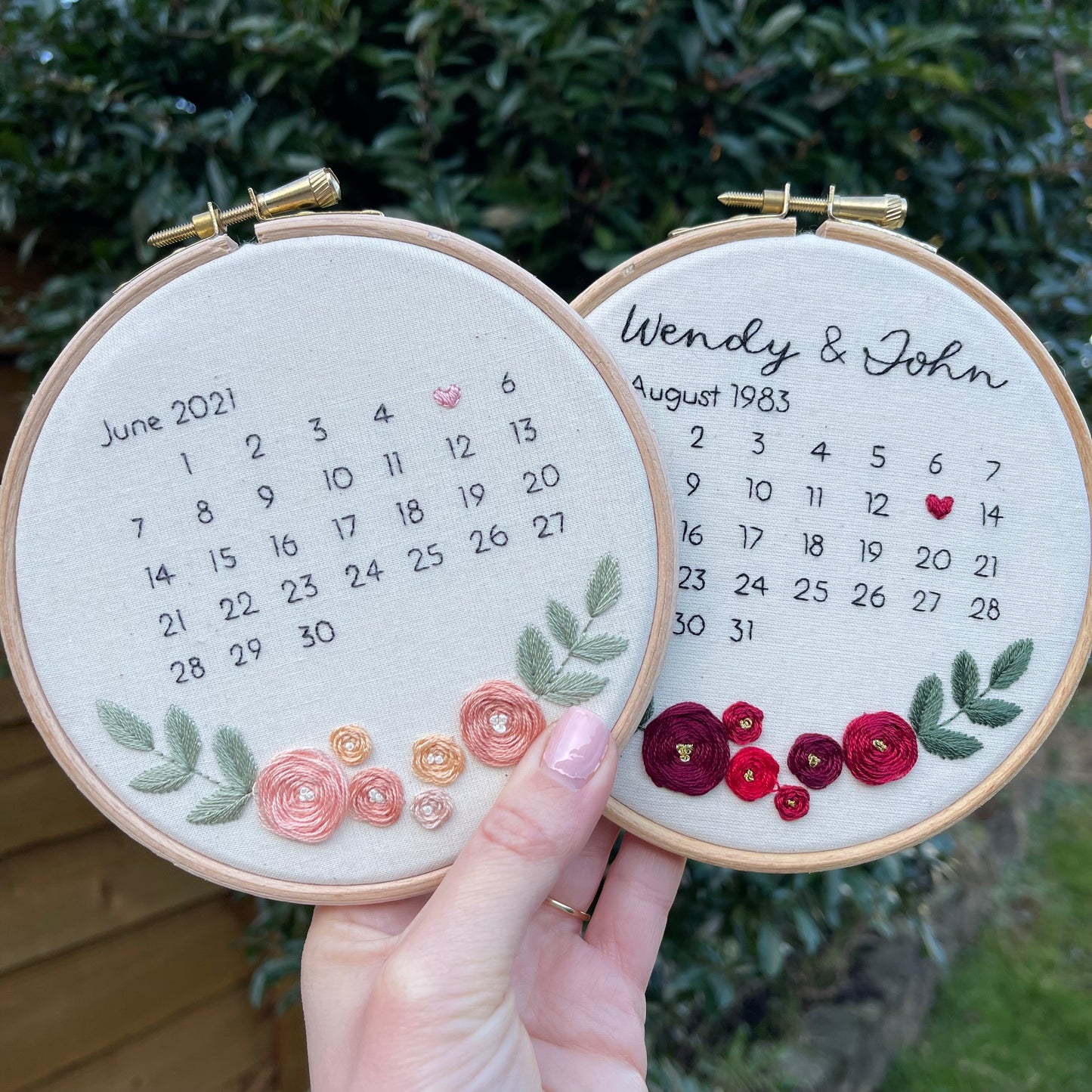 Wedding Calendar Hand Embroidery Hoop