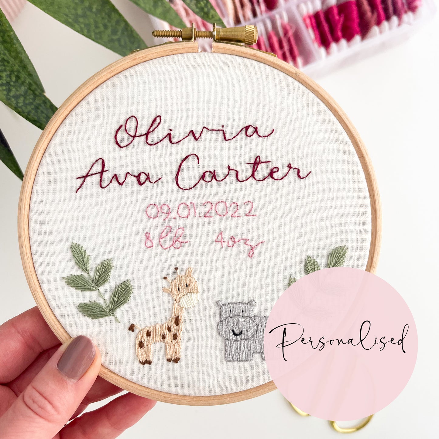 Baby Personalised Embroidery Hoop