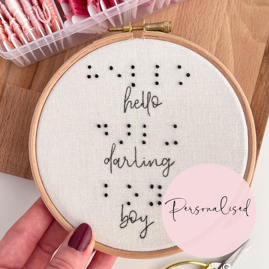 Braille Personalised Embroidery Hoop