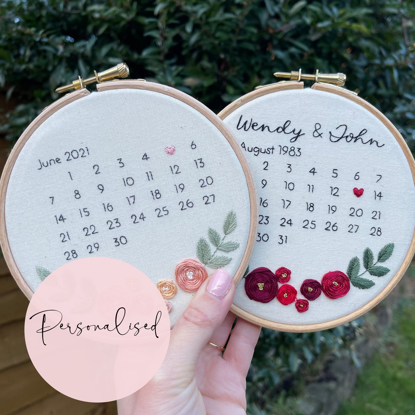 Wedding Calendar Hand Embroidery Hoop