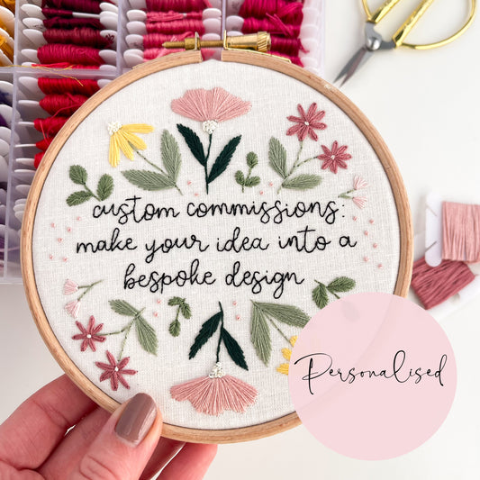 Custom Bespoke Hand Embroidery Hoop