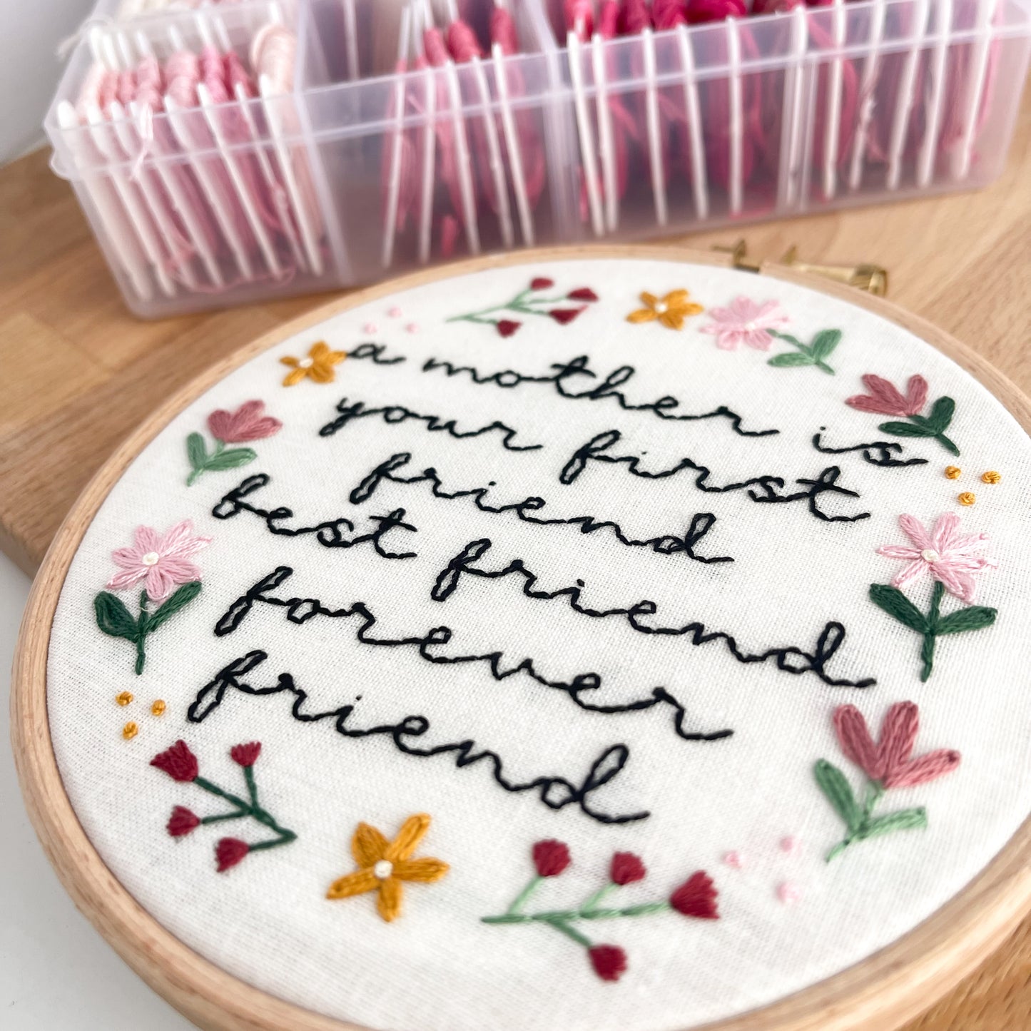 Mother Best Friend Embroidery Hoop