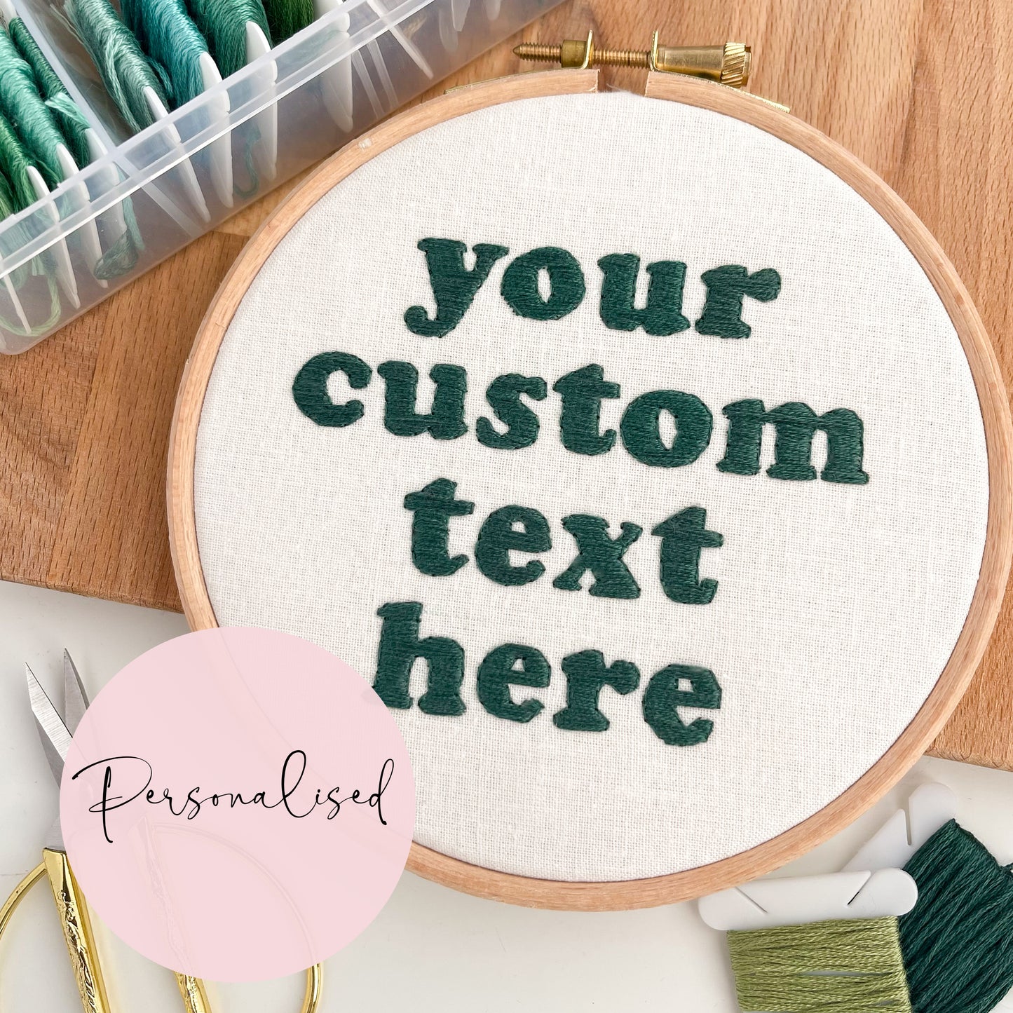 Custom Retro Quote Text Embroidery