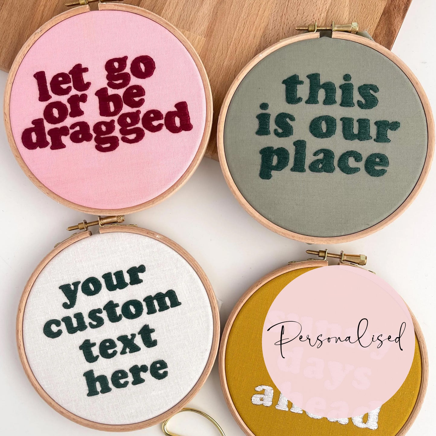 Custom Retro Quote Text Embroidery