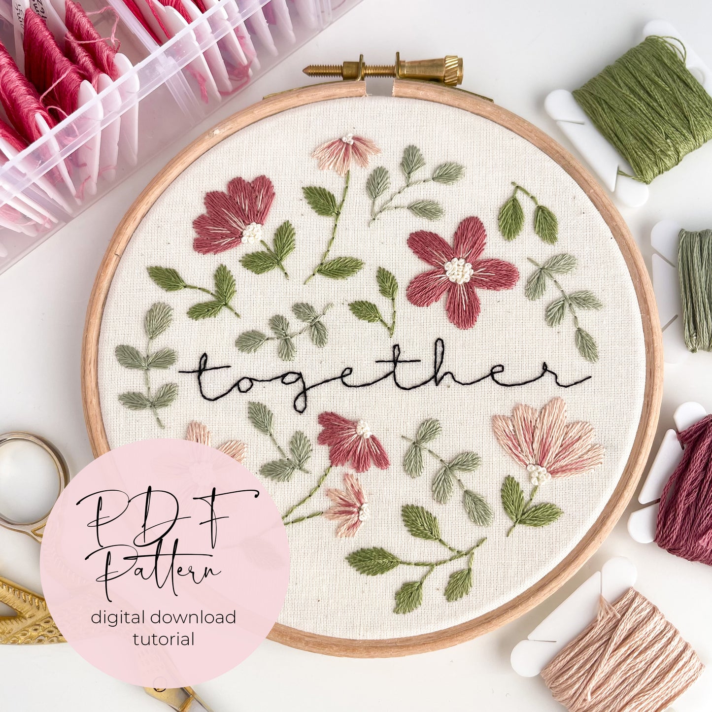 Together Floral Embroidery PDF Pattern