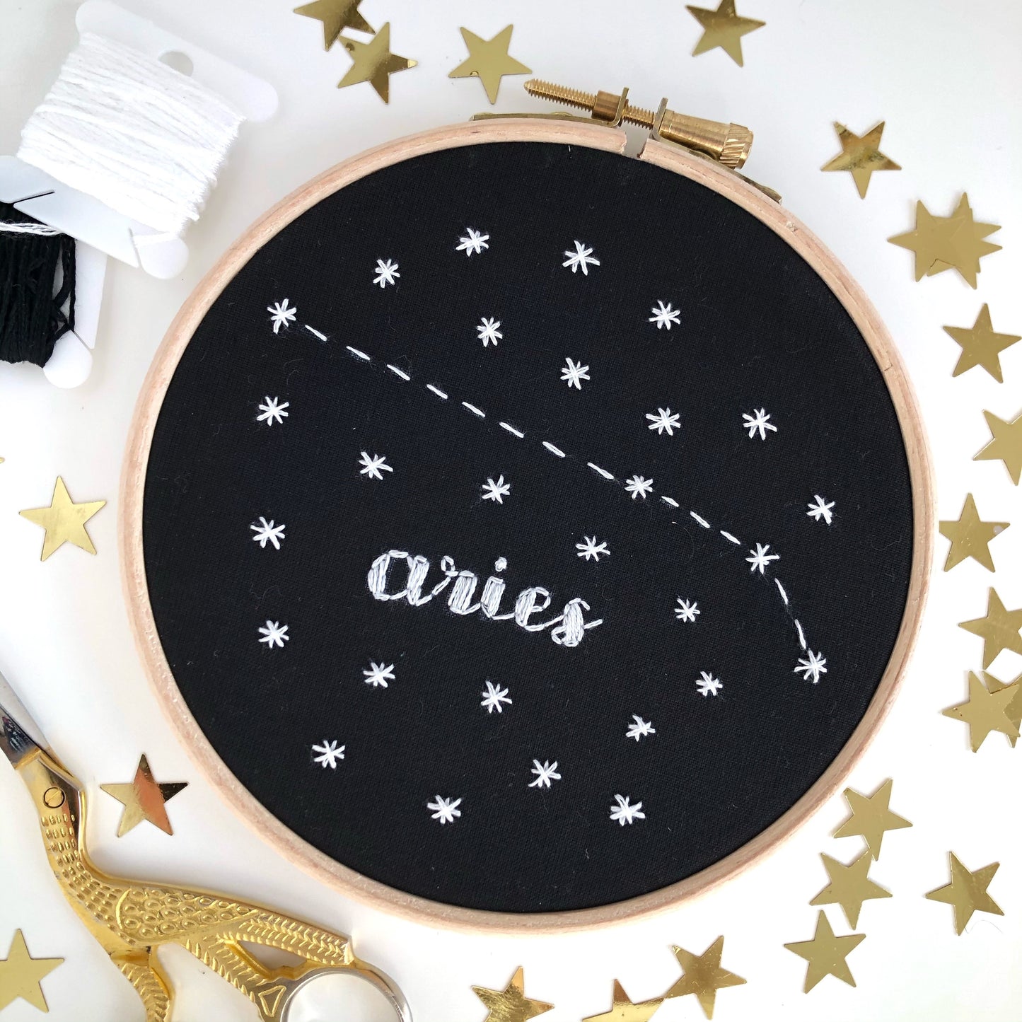 Star Sign Hand Embroidery Hoop