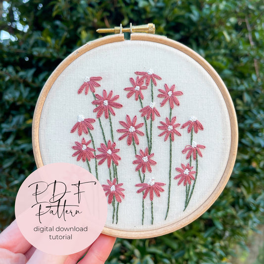 Bloom Floral Hand Embroidery PDF Pattern