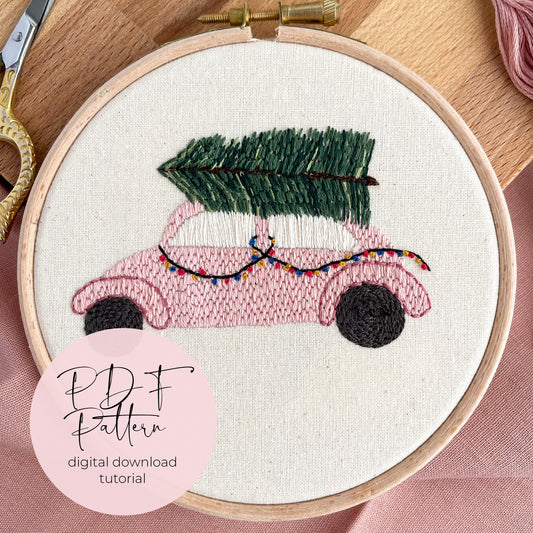 Christmas Car Embroidery PDF Pattern