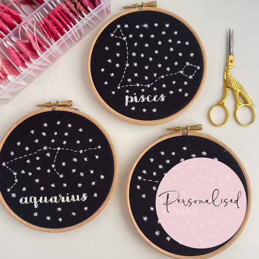 Star Sign Hand Embroidery Hoop