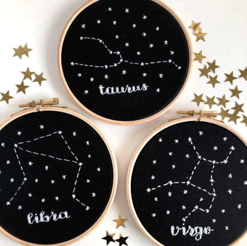Ready Made - Star Sign Hand Embroidery Hoop