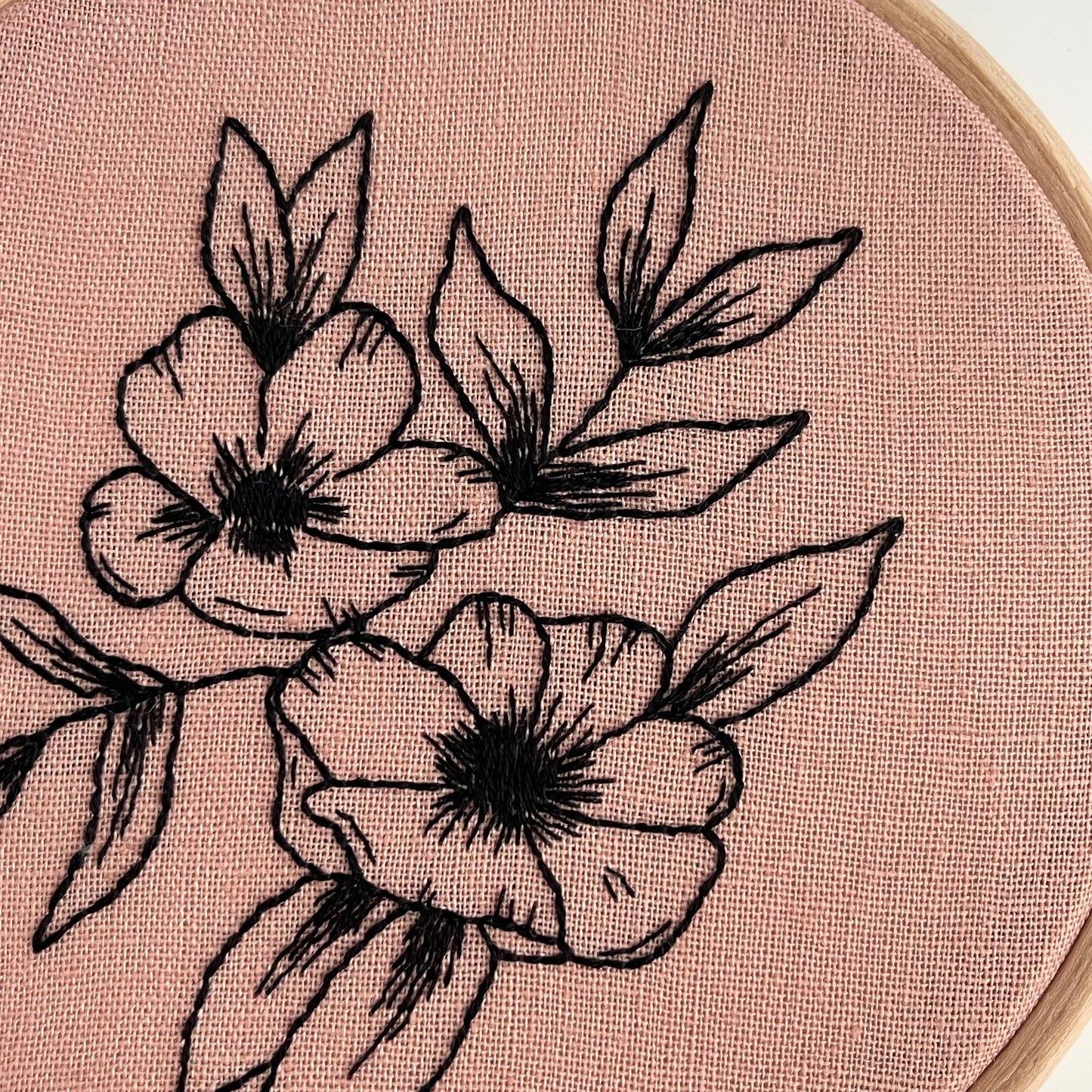 Pink Rose Bunch Hand Embroidery