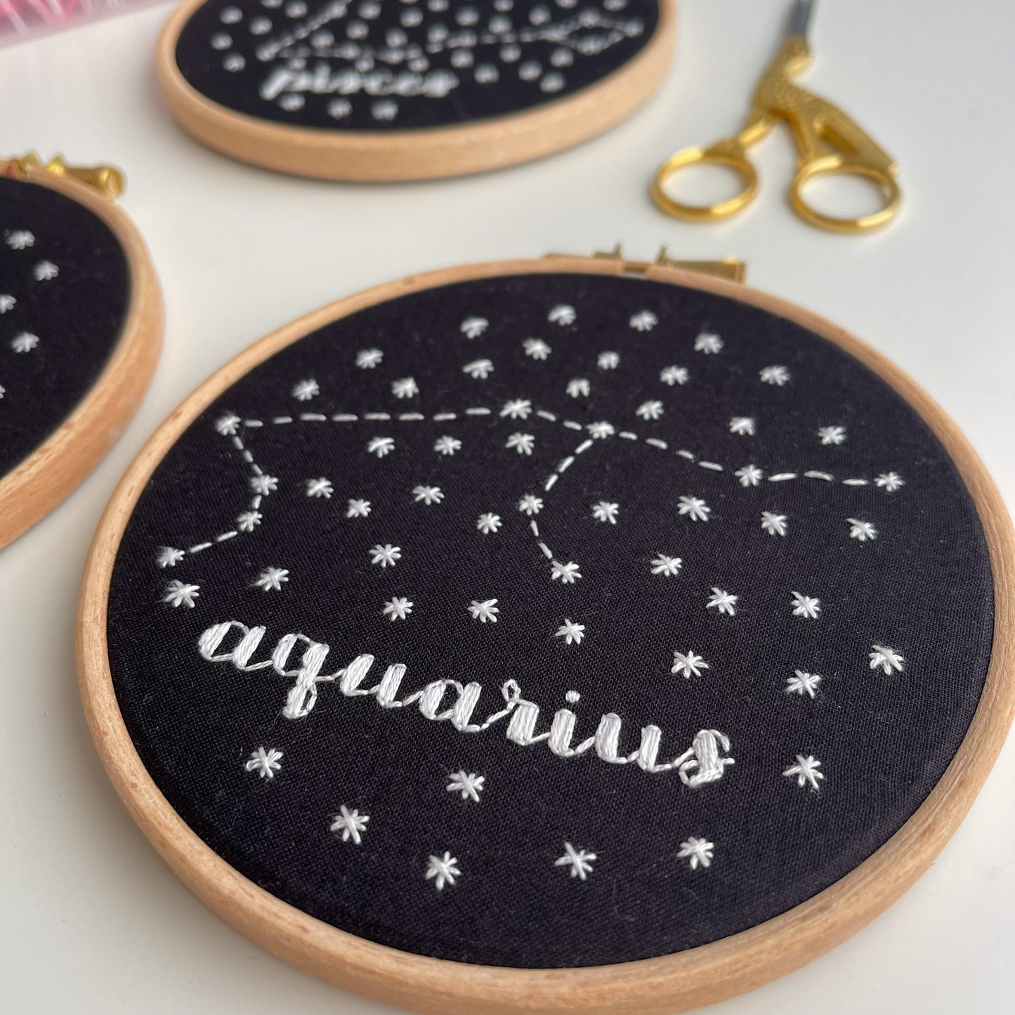 Star Sign Hand Embroidery Hoop