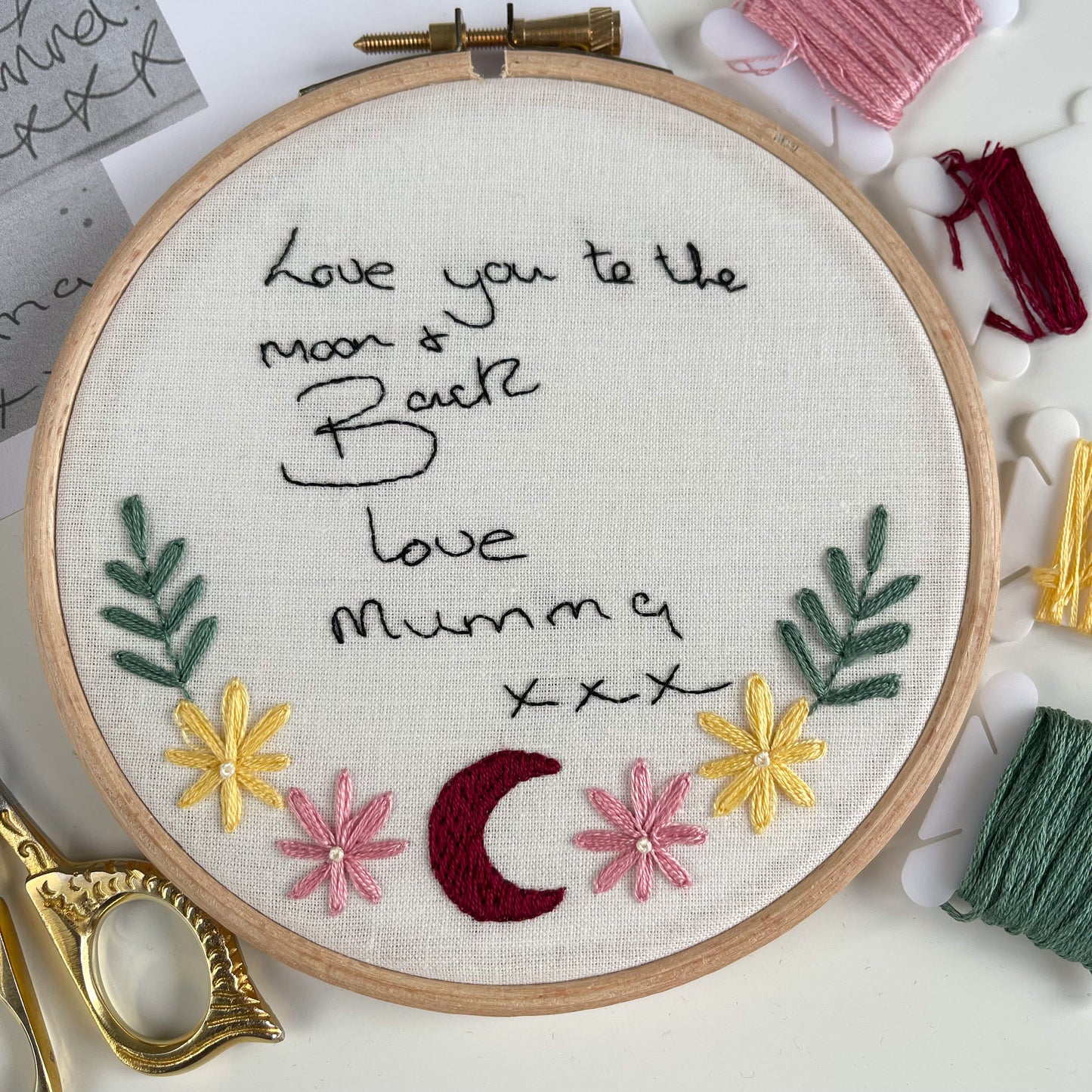 Handwriting Hand Embroidery Hoop
