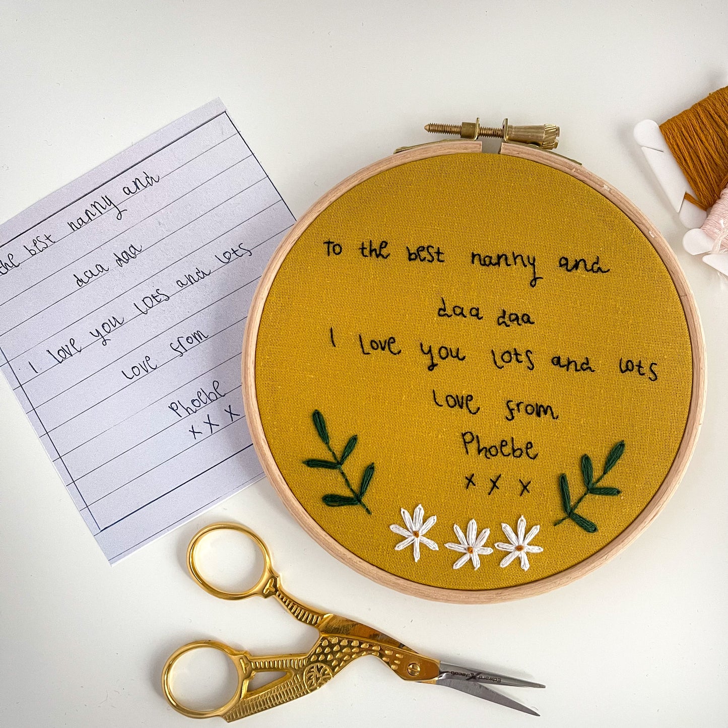 Handwriting Hand Embroidery Hoop
