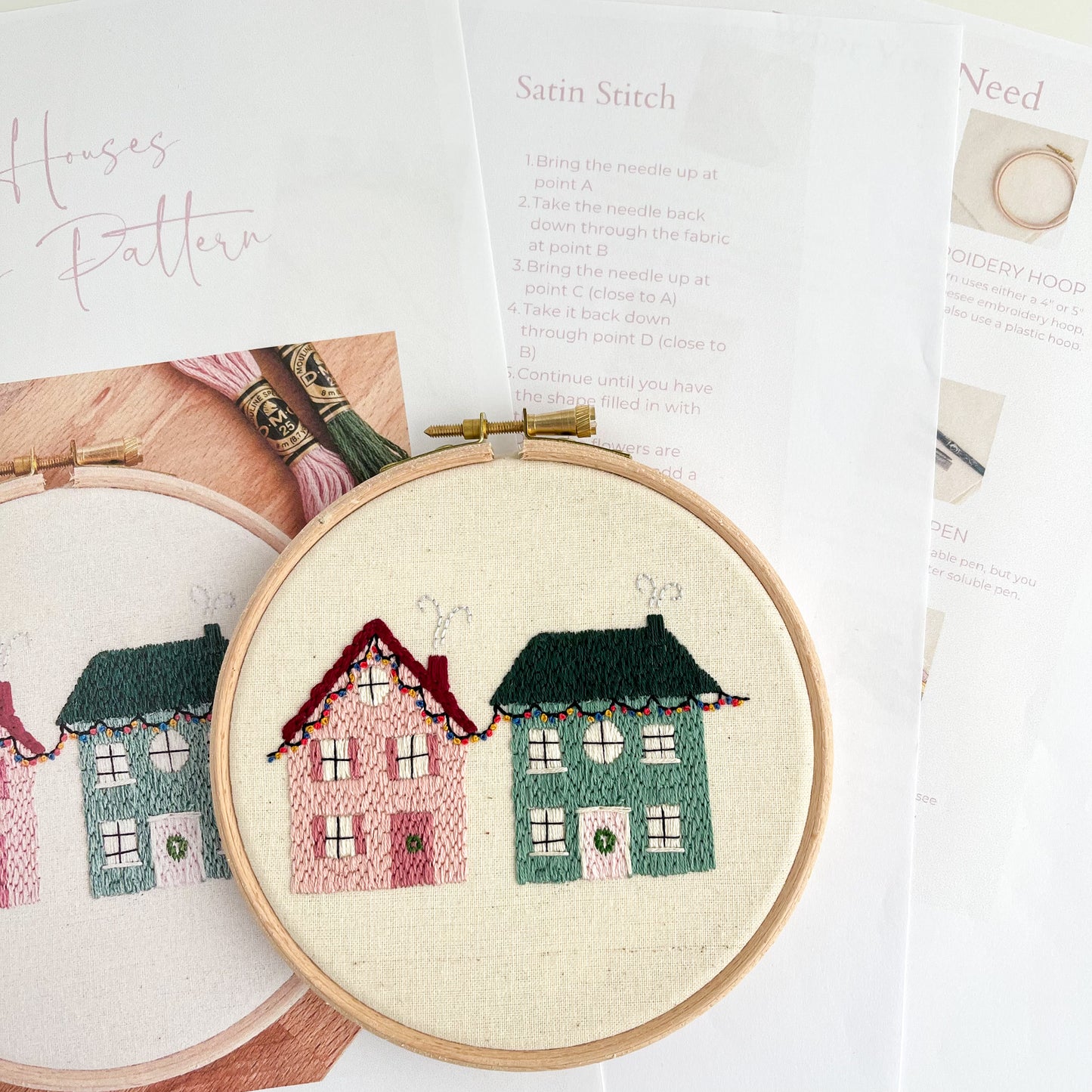 Christmas Houses Embroidery PDF Pattern