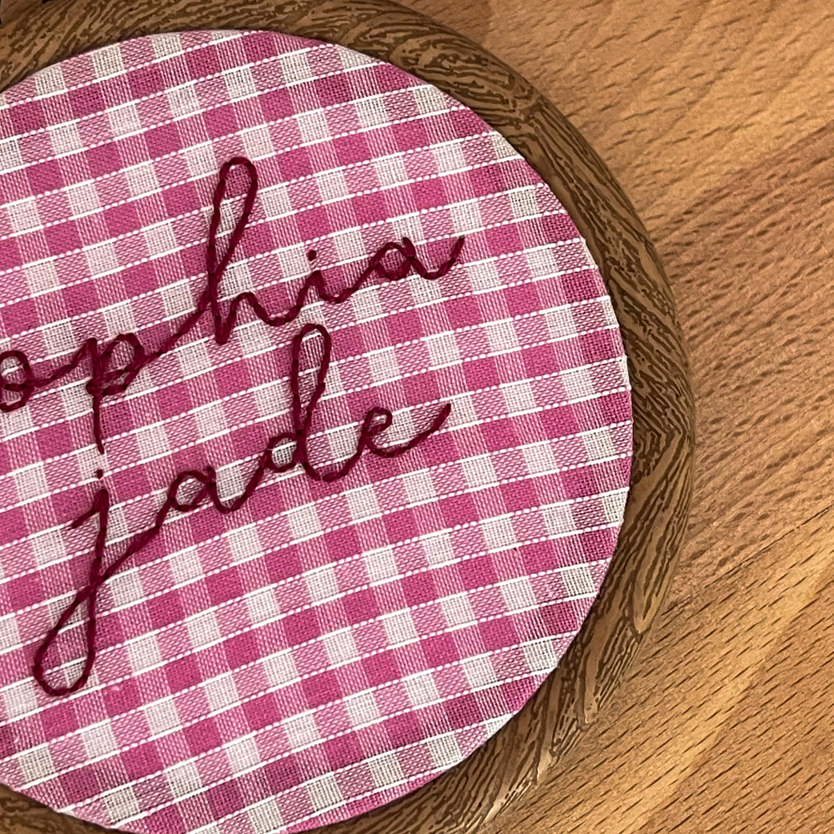 Personalised Gingham Name Hoop