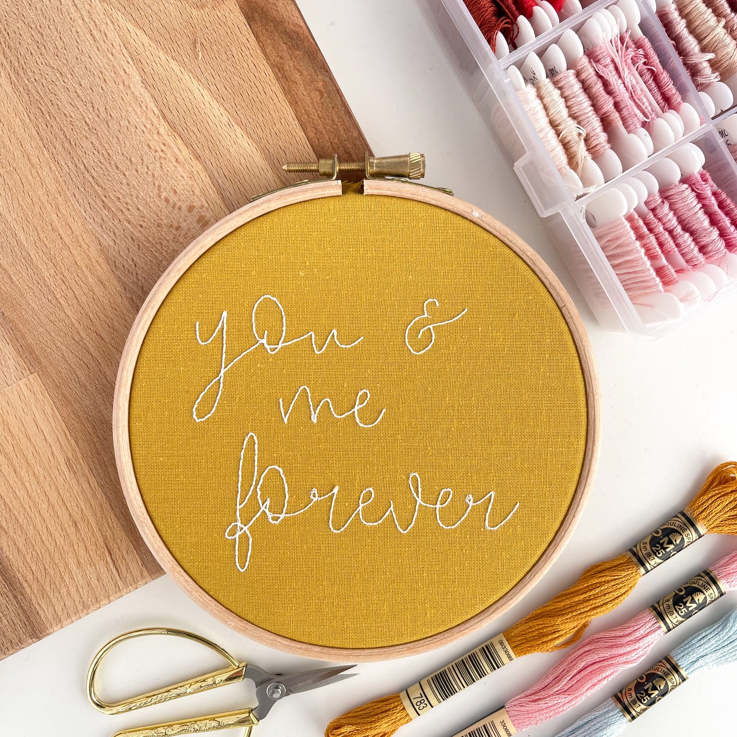 You & Me Forever Embroidery Quote Hoop