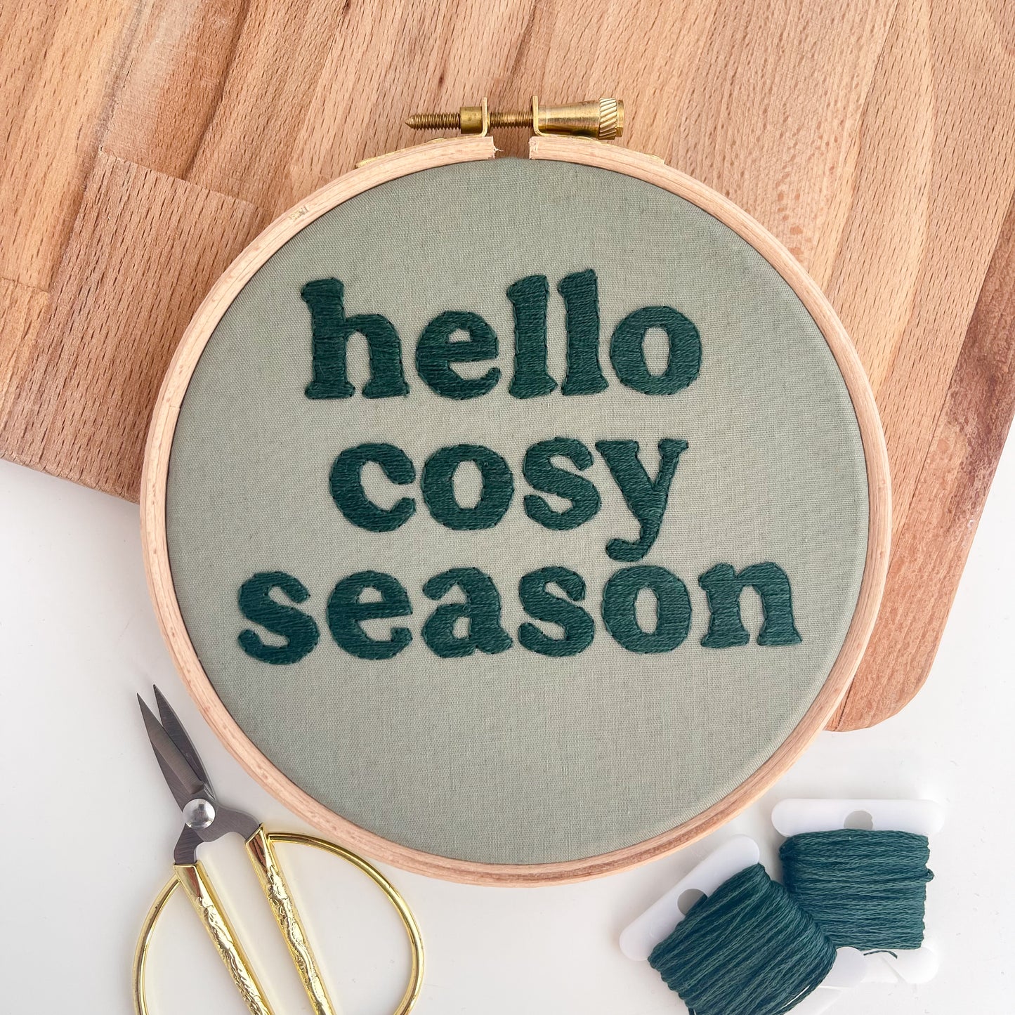 Cosy Season Hand Embroidery Hoop