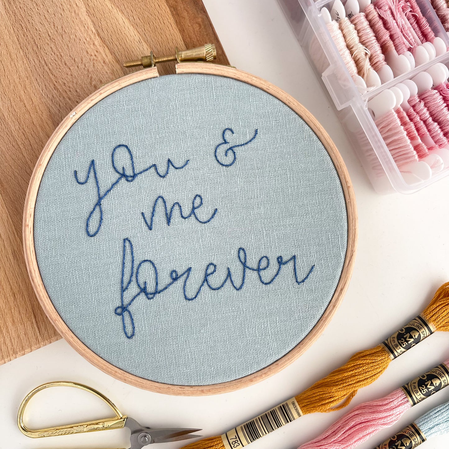 You & Me Forever Embroidery Quote Hoop