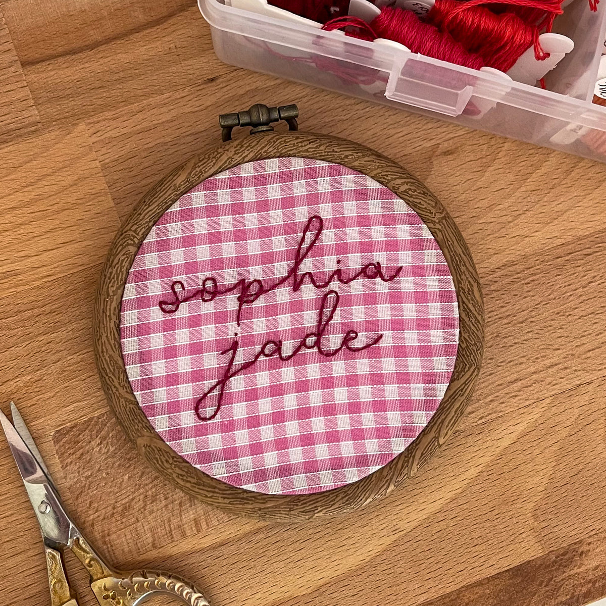 Personalised Gingham Name Hoop