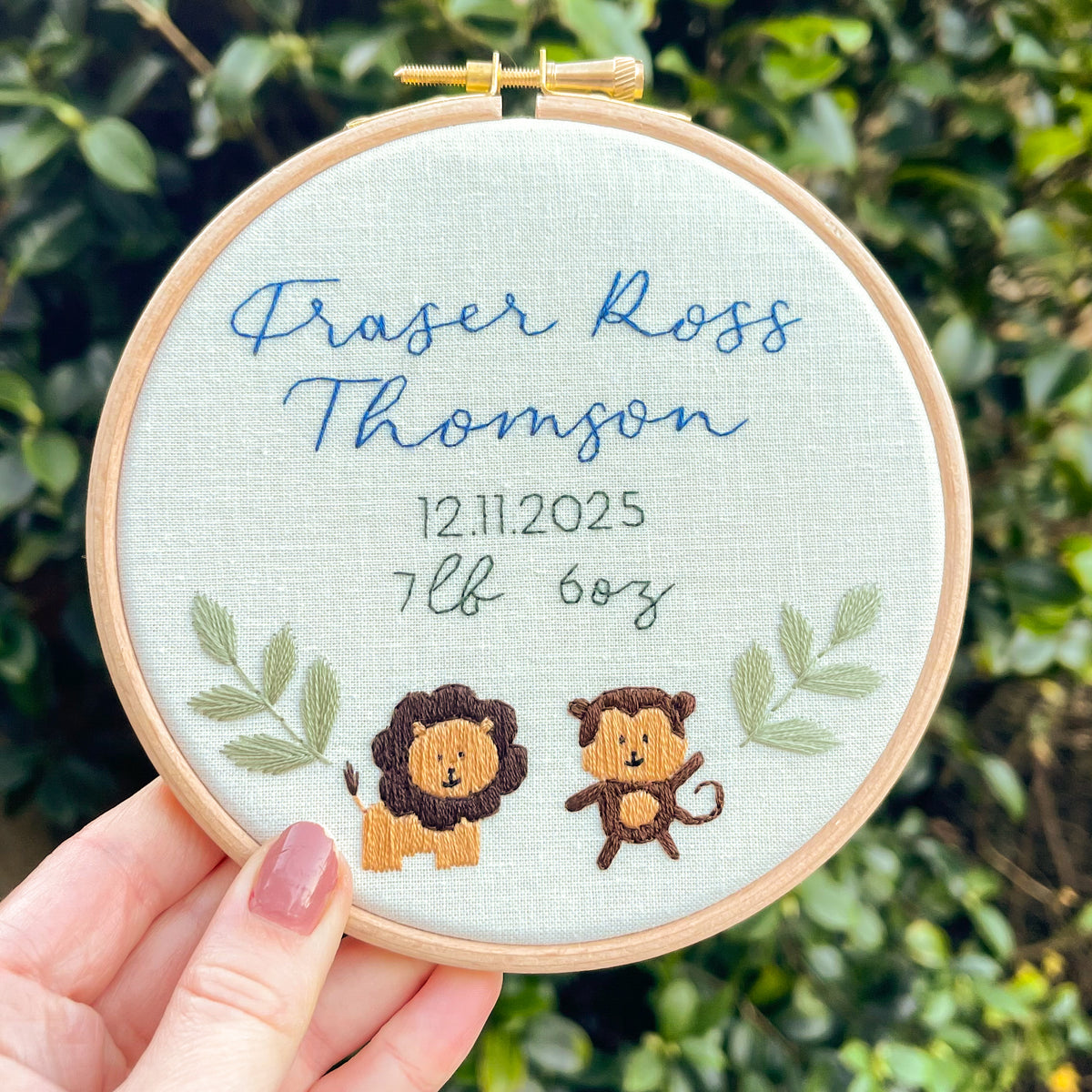 Baby Personalised Embroidery Hoop