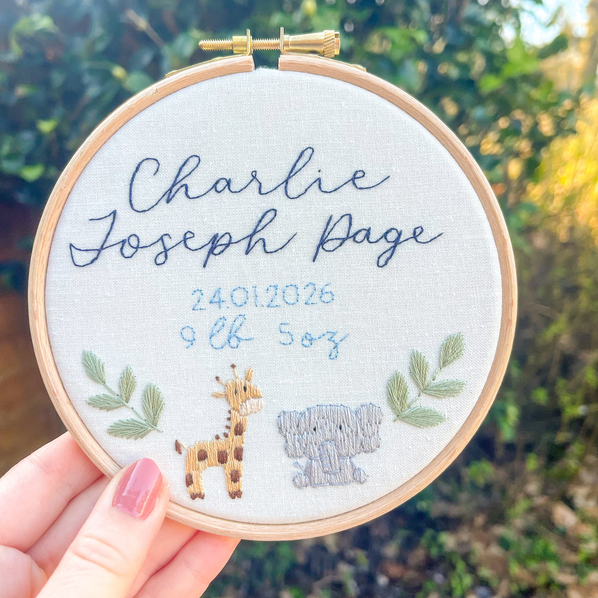 Baby Personalised Embroidery Hoop