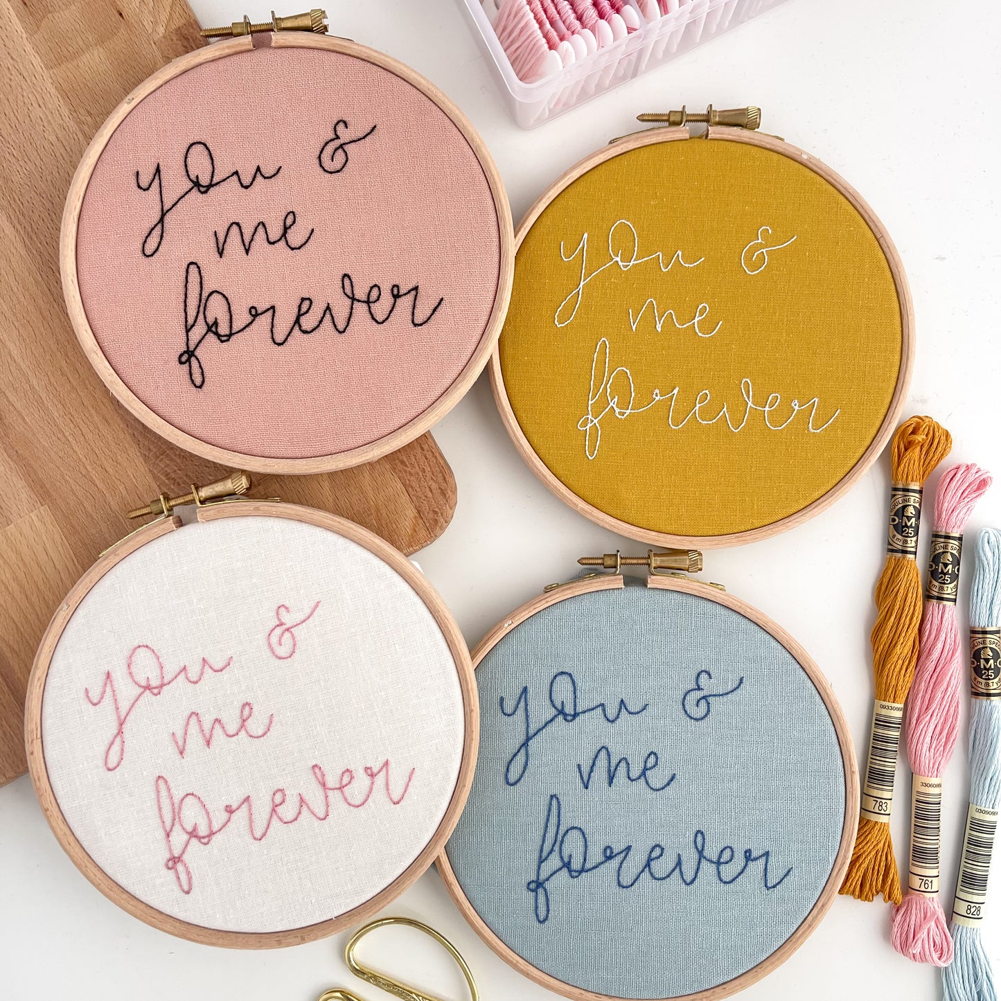 You & Me Forever Embroidery Quote Hoop