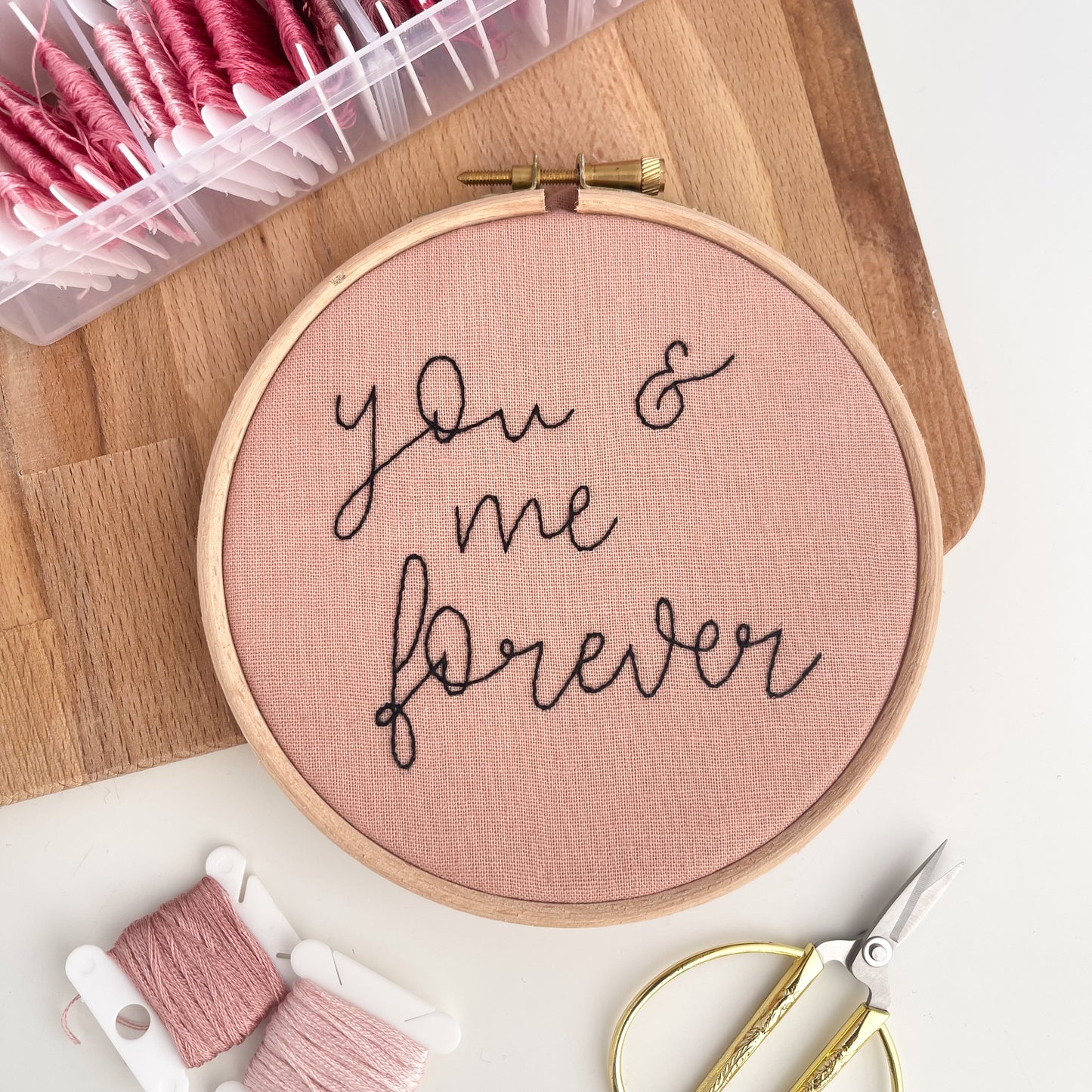 You & Me Forever Embroidery Quote Hoop