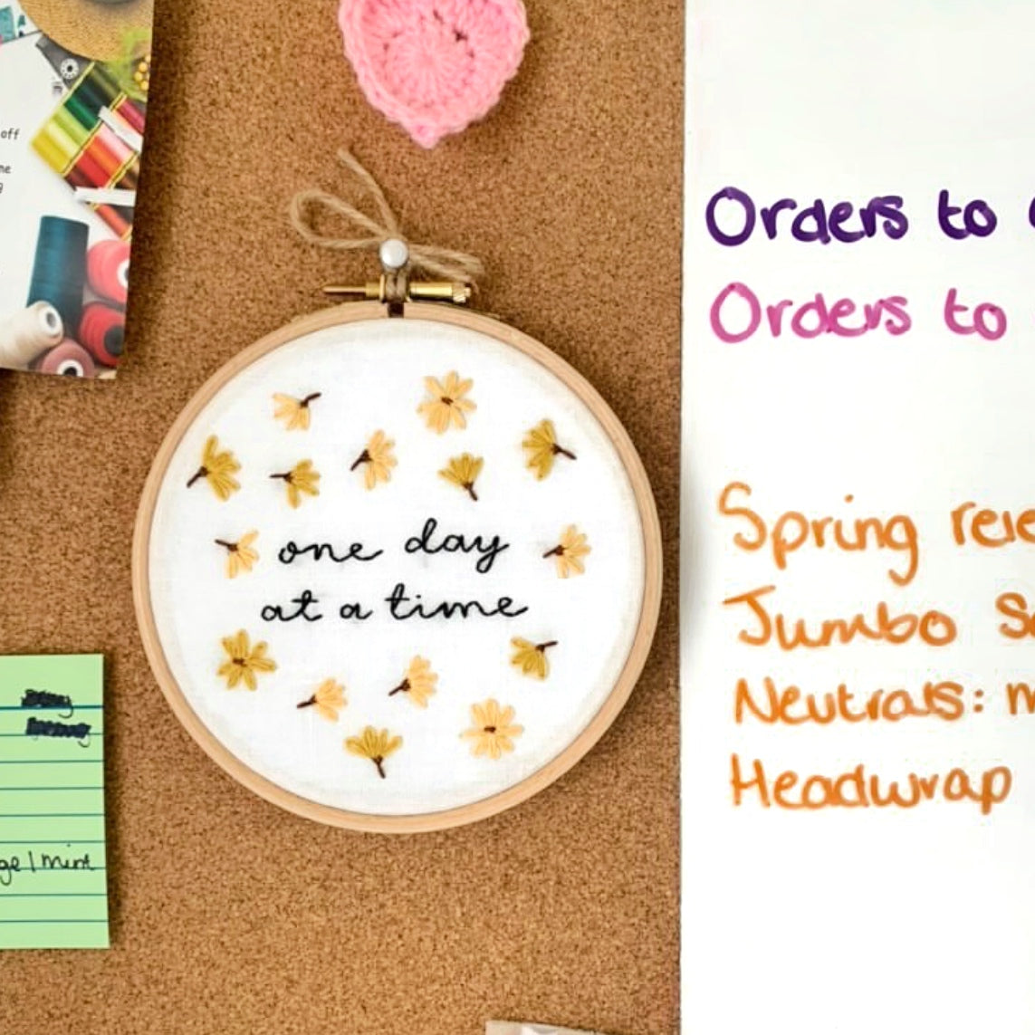 One Day At A Time Hand Embroidery Hoop