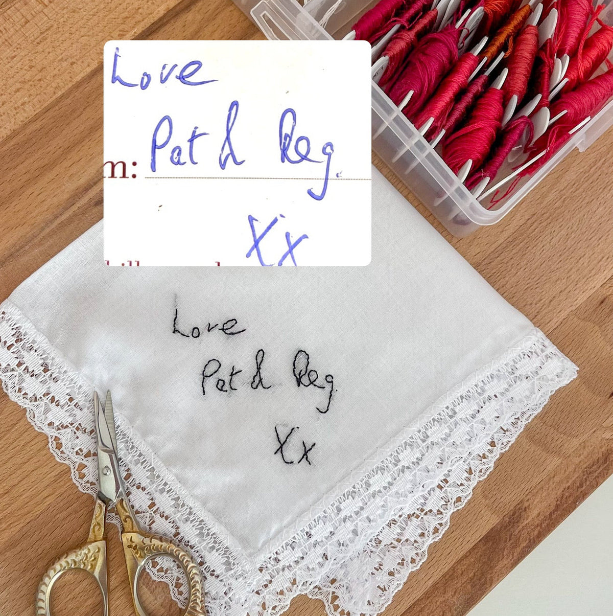 Handwriting Embroidered Handkerchief
