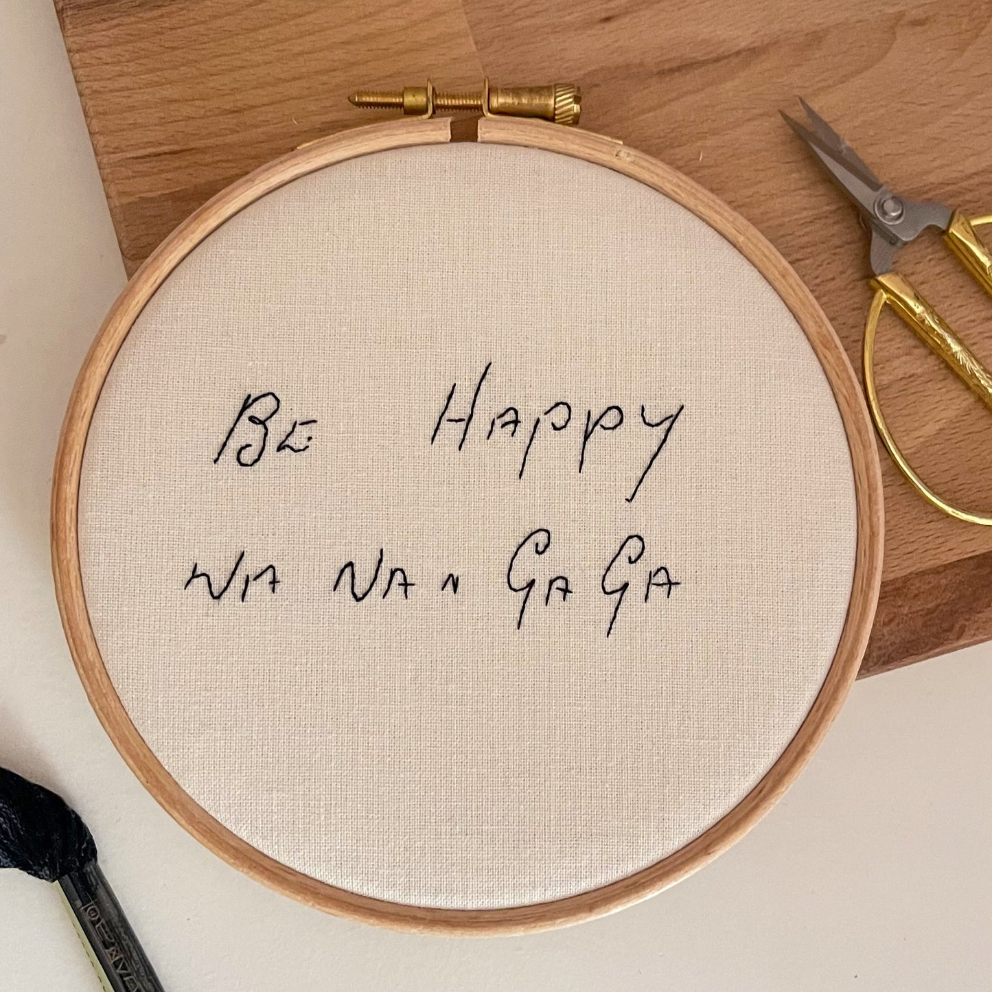 Handwriting Hand Embroidery Hoop