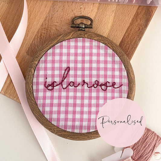 Personalised Gingham Name Hoop