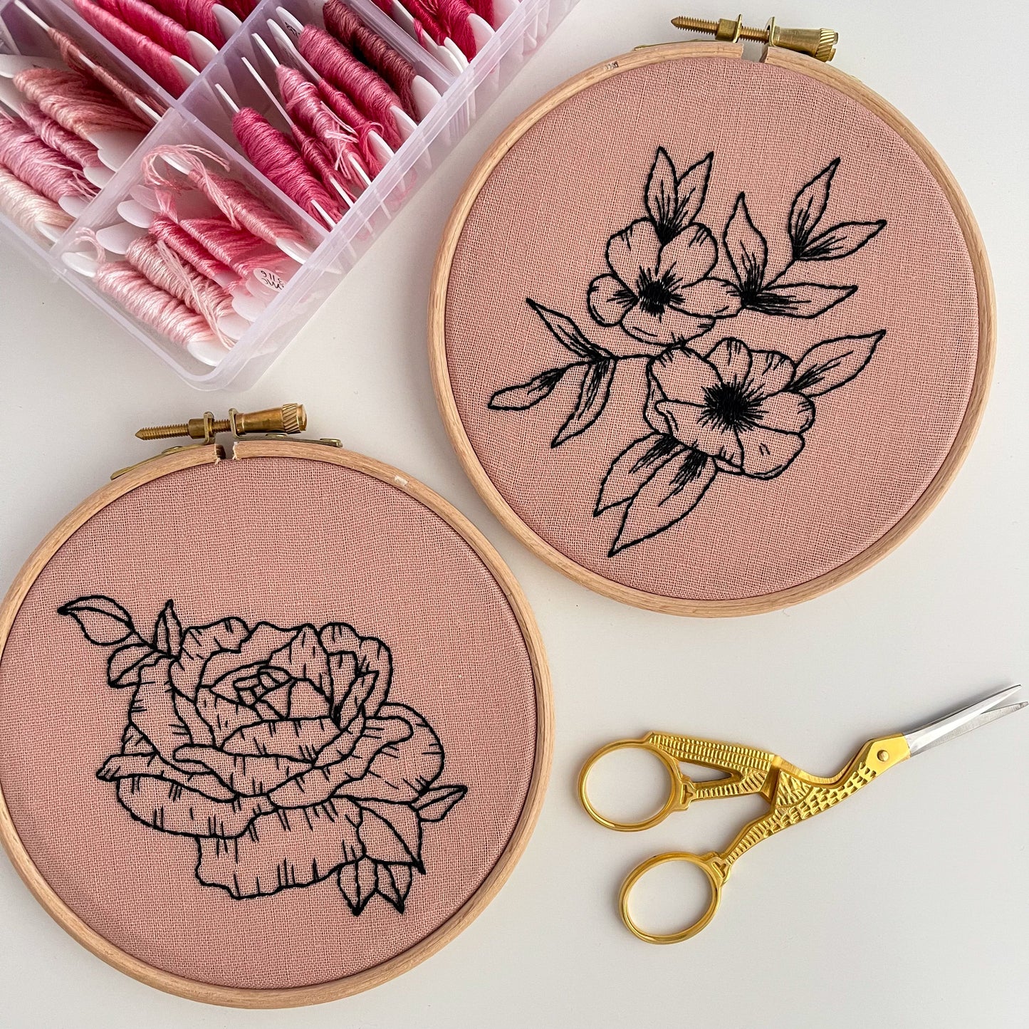 Ready Made - Pink Rose Hand Embroidery