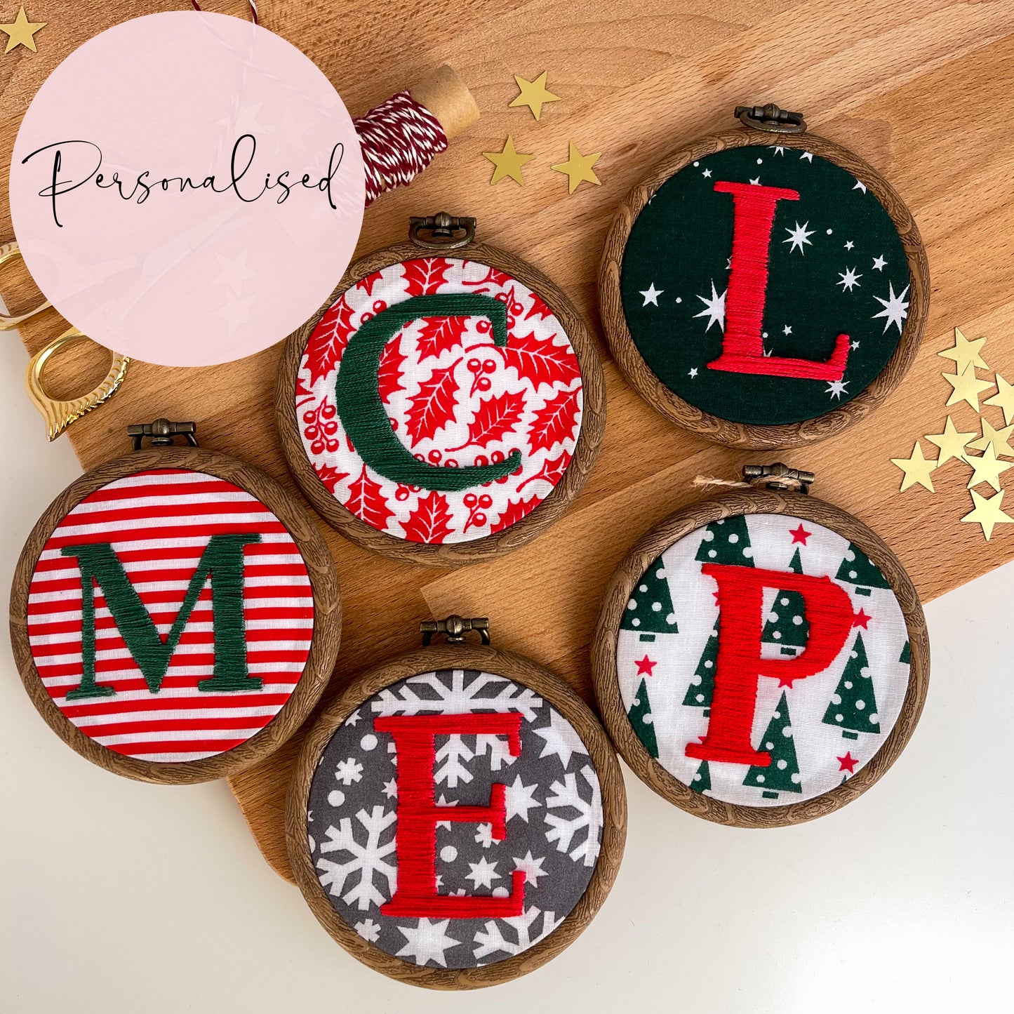 Personalised Christmas Hand Embroidery Hoop