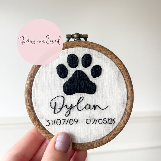 Personalised Pet Memorial Embroidery