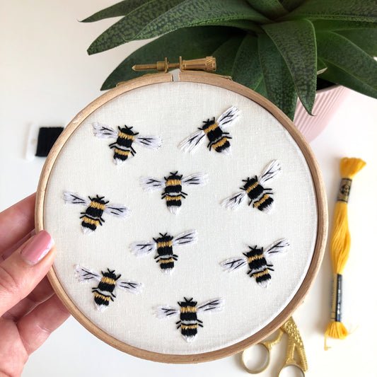 Bumble Bee Hand Embroidery Hoop