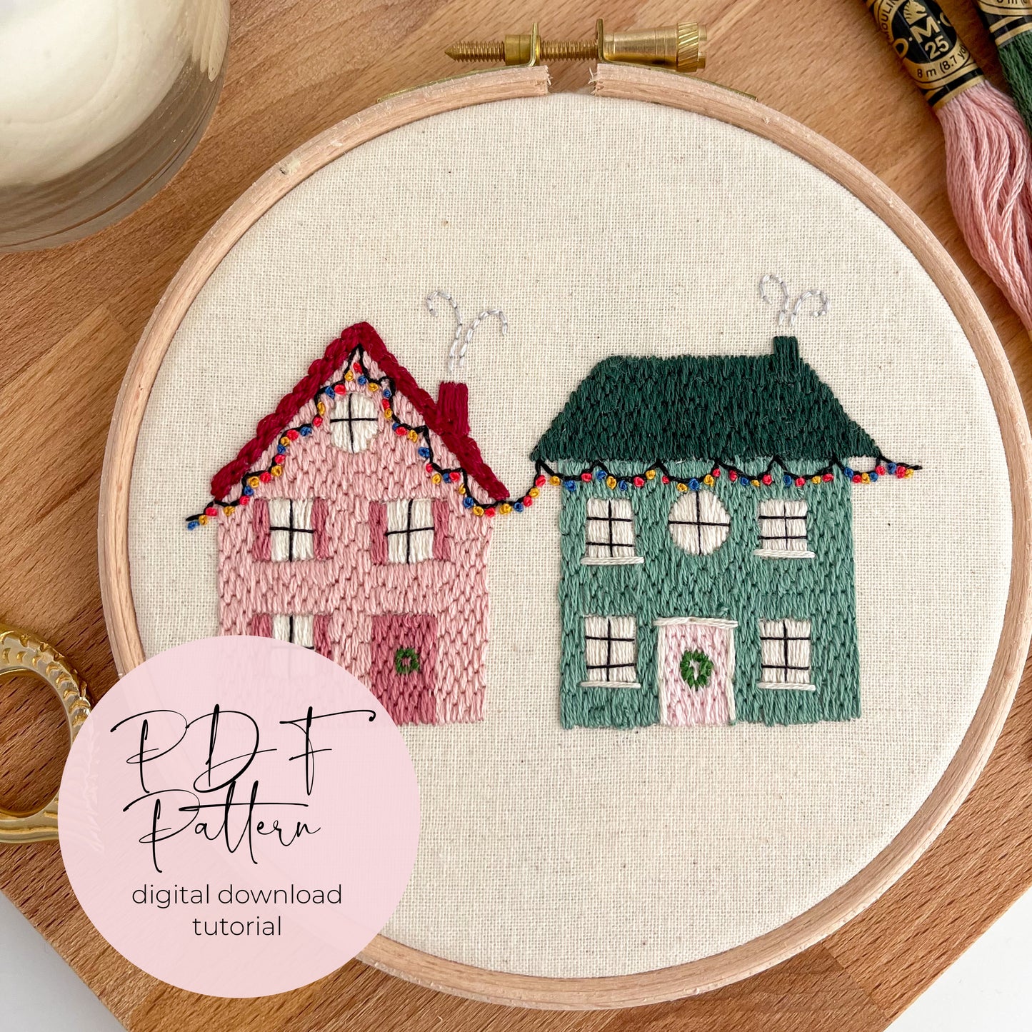 Christmas Houses Embroidery PDF Pattern
