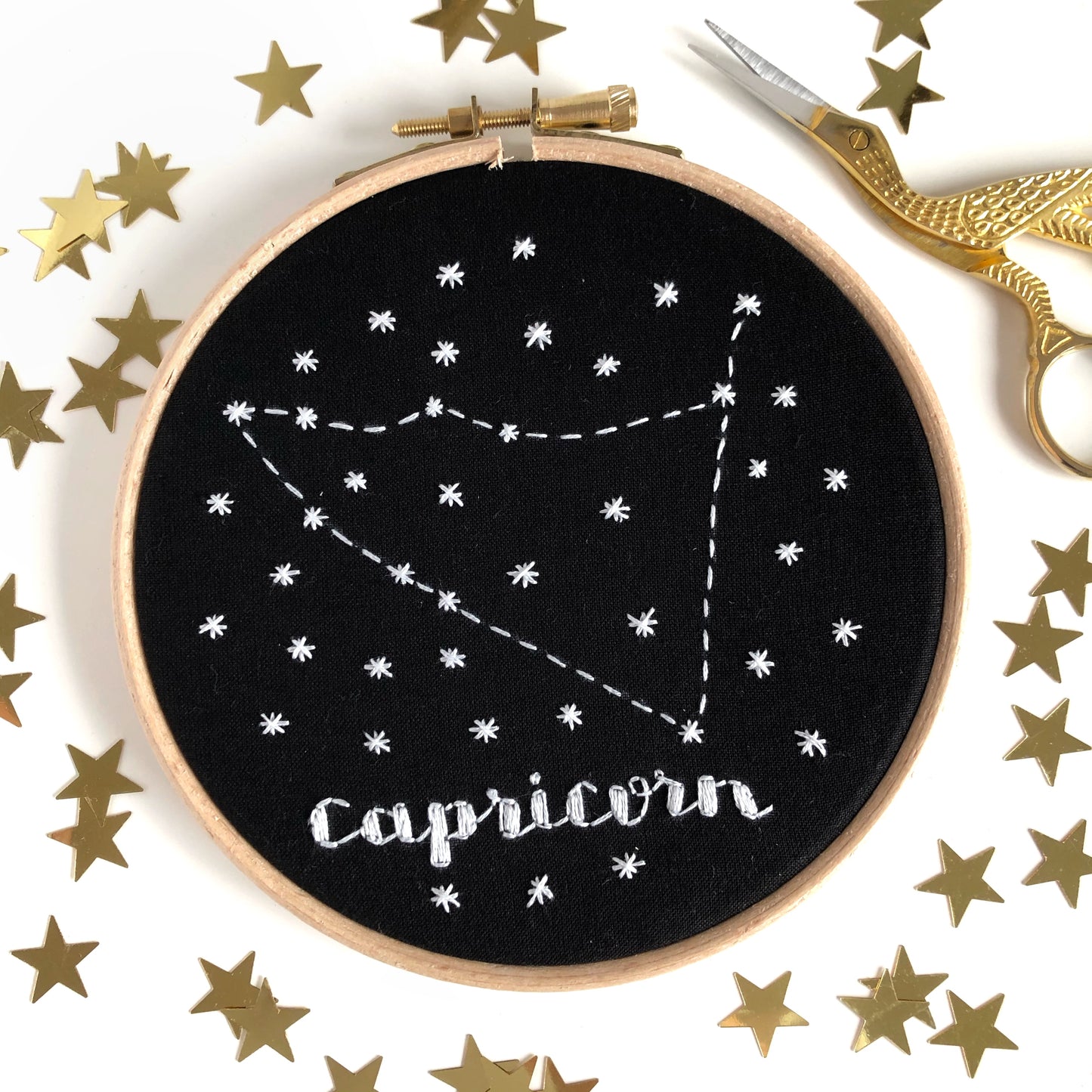 Star Sign Hand Embroidery Hoop