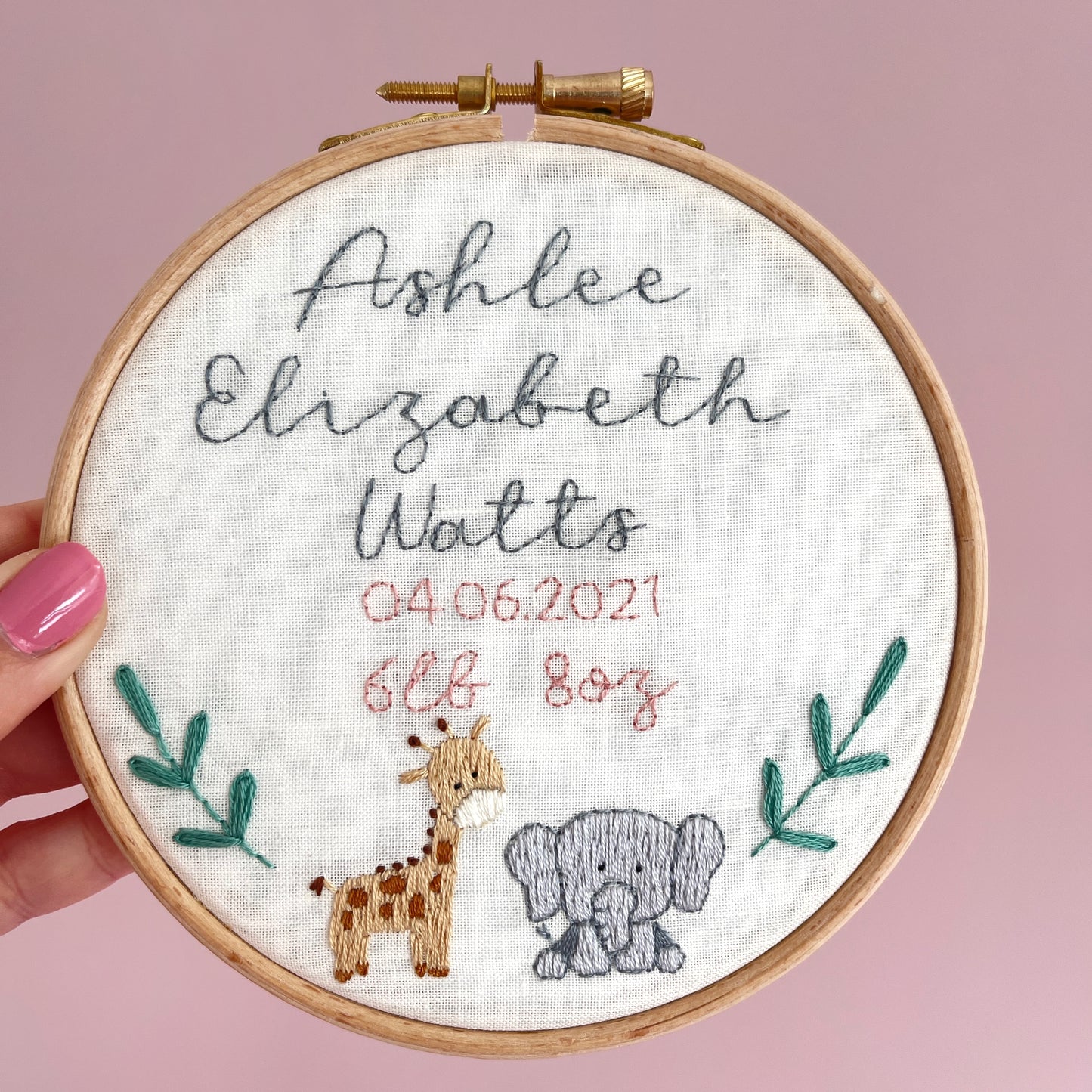 Baby Personalised Embroidery Hoop
