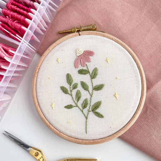 Pink Flower Hand Embroidery Hoop