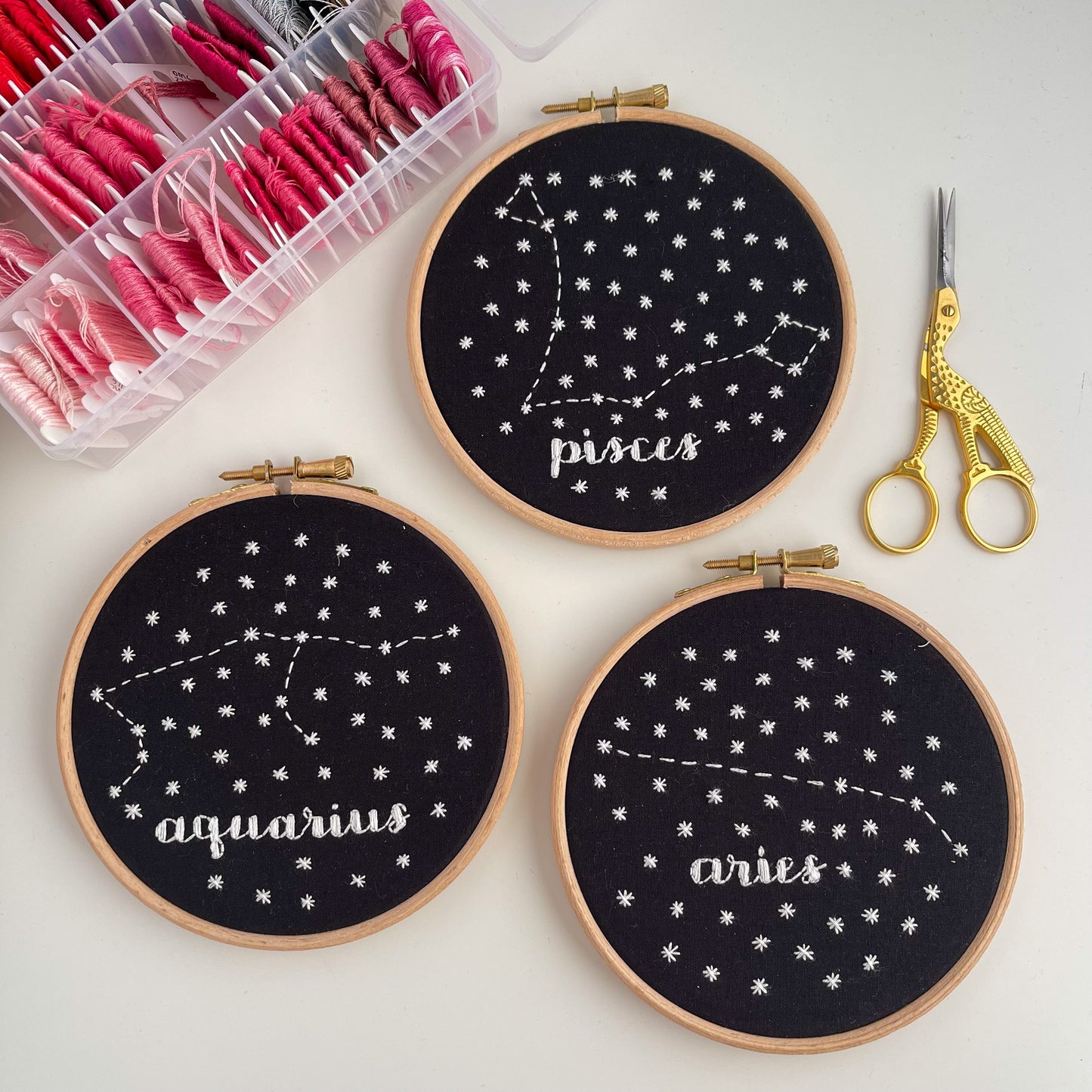 Star Sign Hand Embroidery Hoop